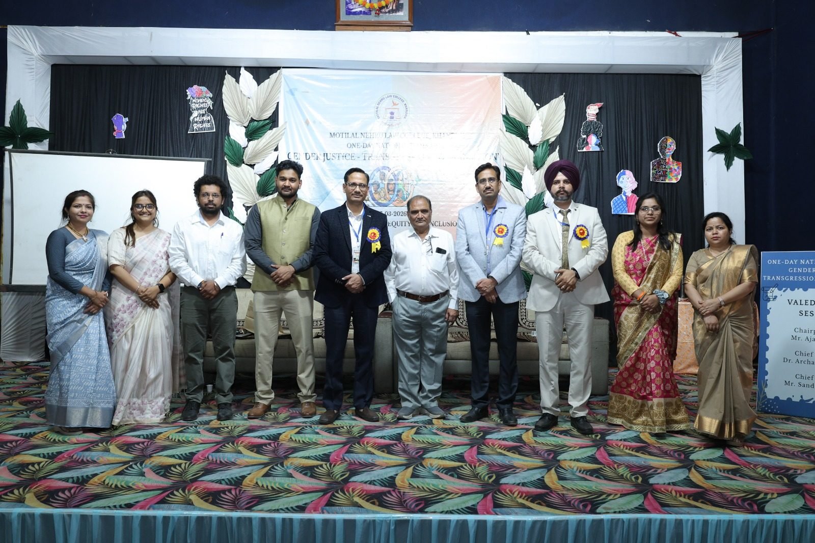 Dignitaries on stage at the Gender Justice national seminar